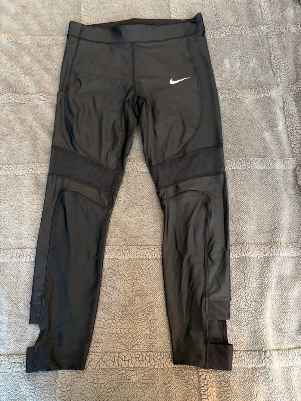 Nike Black Performance Leggings with Mesh Inserts